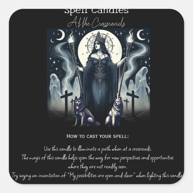 Sticker Carré Hekate Déesse Carrefour Spell Intentions Magie (Devant)