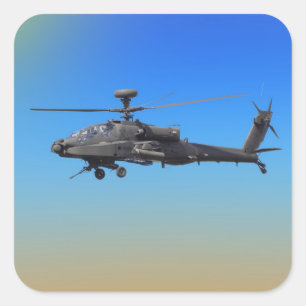Sticker Carré Hélicoptère Apache AH-64