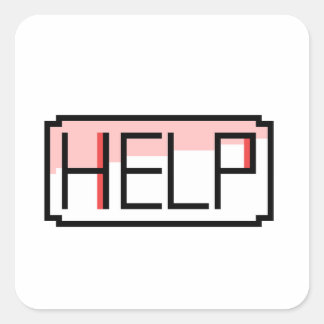 Sticker Carré Help! Retro RPG Chat Box Pixel Design