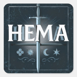 Sticker Carré HEMA Emblème d'Épée Médiévale – Style Graffiti Ble