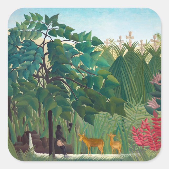 Sticker Carré Henri Rousseau - La cascade (Devant)