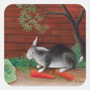Sticker Carré Henri Rousseau - Le repas du lapin