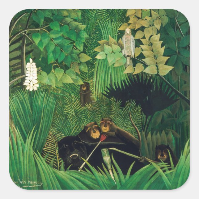 Sticker Carré Henri Rousseau - Les Joyeux Jesters (Devant)