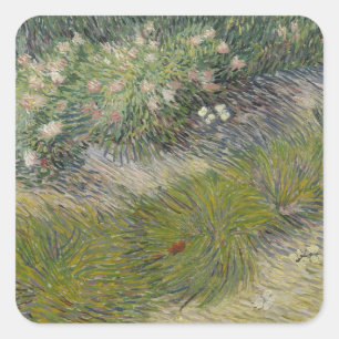 Sticker Carré Herbe et papillons par Vincent van Gogh