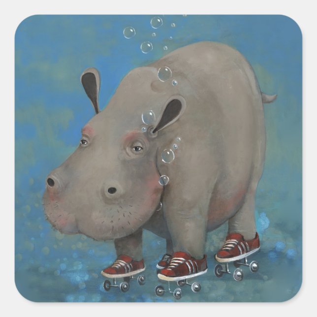 Sticker Carré Herbert l'Hippo (Devant)