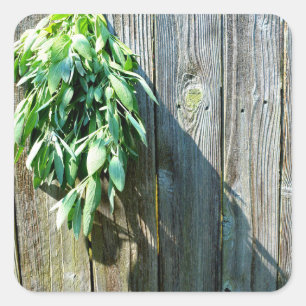 Sticker Carré Herbes de bois de grange rustique
