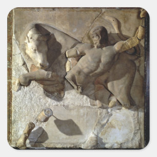 Sticker Carré Hercules Fighting the Cretan Bull