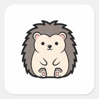 Sticker Carré Hérisson Kawaii Doux – Illustration de joli animal