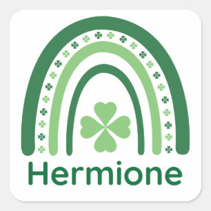 Sticker Carré Hermione Nom Clover Boho Rainbow