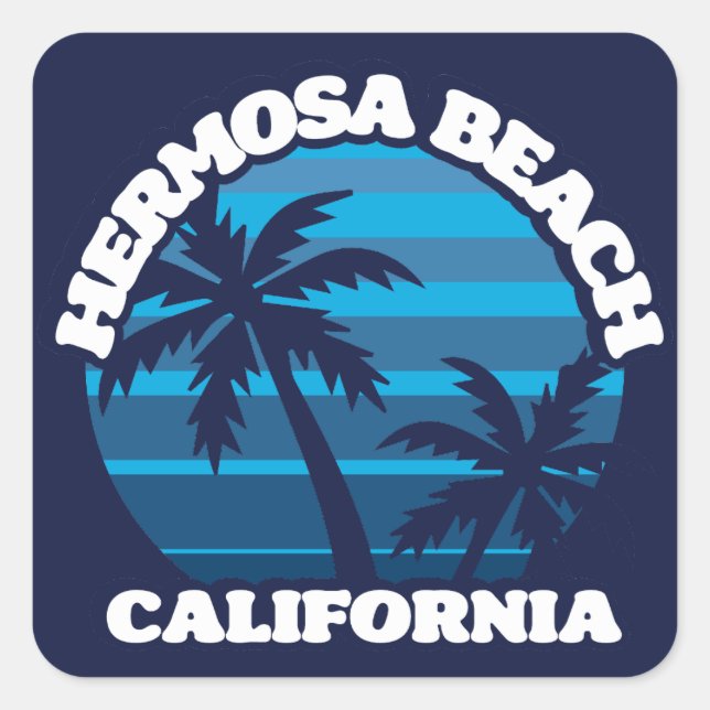 Sticker Carré Hermosa Beach, Californie (Devant)