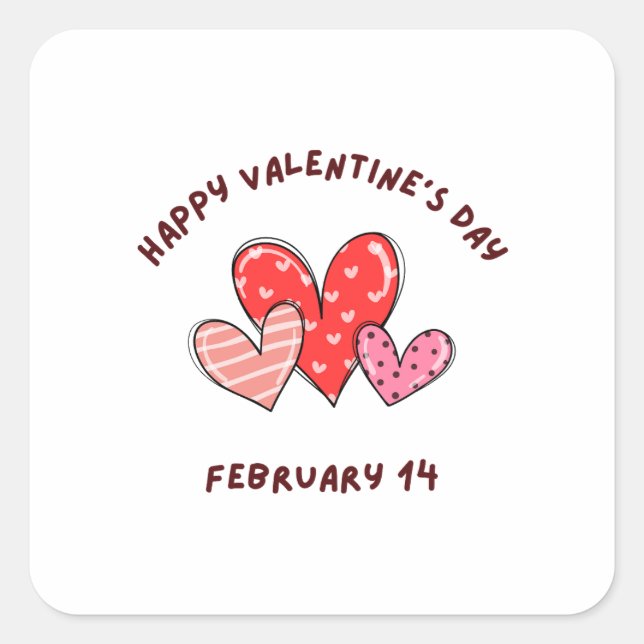 Sticker Carré Heureuse Sainte-Valentin 2023 - Saint Valentin 14  (Devant)