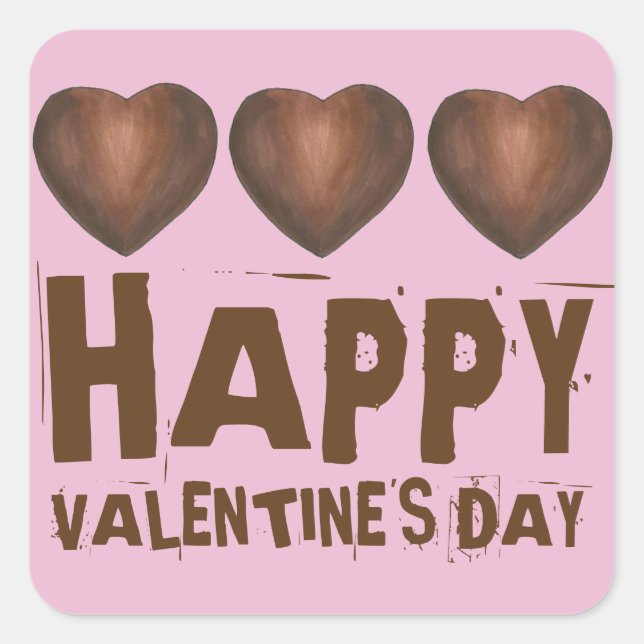 Sticker Carré Heureuse Sainte-Valentin Chocolat Coeur Bonbons Am (Devant)