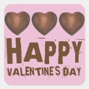 Sticker Carré Heureuse Sainte-Valentin Chocolat Coeur Bonbons Am