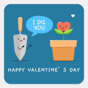 Sticker Carré Heureuse Sainte-Valentin Je T'Ai Creusé Amour Mode