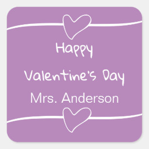 Sticker Carré Heureuse Sainte-Valentin Lavender White Nom de l'e