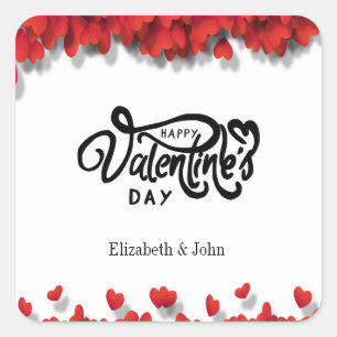 Sticker Carré Heureuse Sainte-Valentin Red Hearts