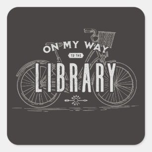 Sticker Carré Heureux bibliothécaire sur mon chemin Bibliothèque