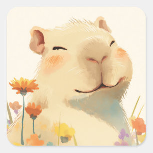 Sticker Carré Heureux comme un capybara