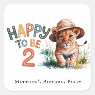Sticker Carré Heureux D'Être 2 Lion Cub Anniversaire