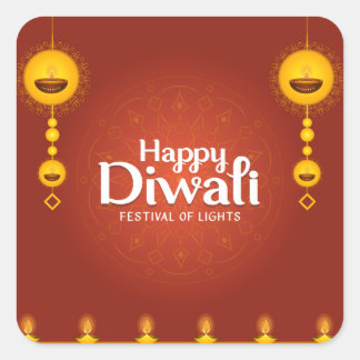 Sticker Carré Heureux Diwali