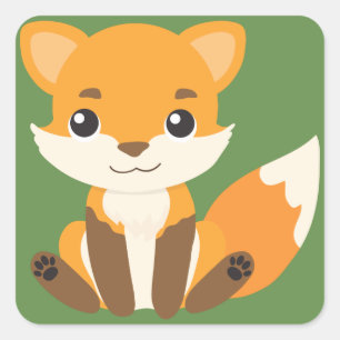 Sticker Carré Heureux Fox