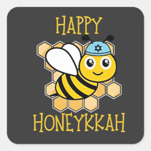 Sticker Carré Heureux Honeykkah Honey Bee Hanoukka Juif