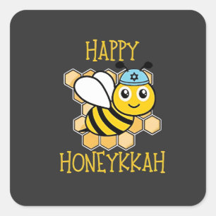 Sticker Carré Heureux Honeykkah Honey Bee Hanoukka Juif