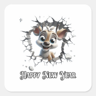 Sticker Carré heureux nouvel an 2024