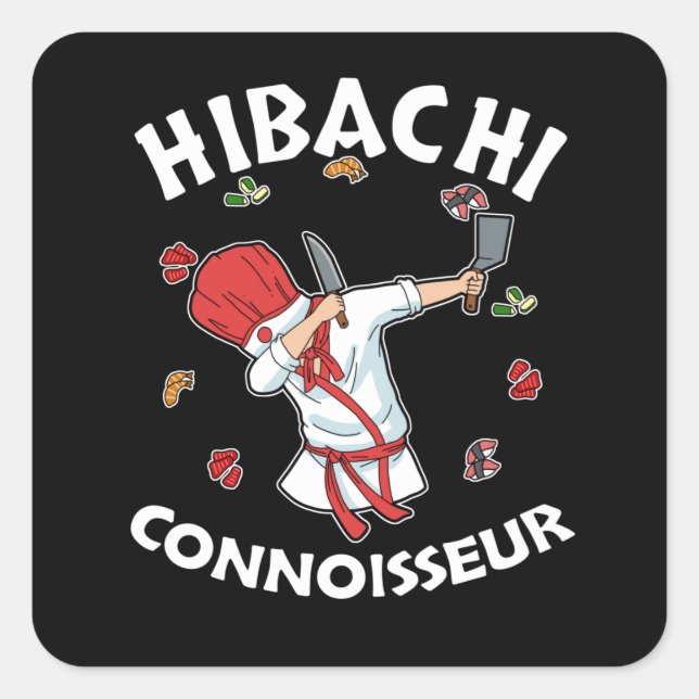 Sticker Carré Hibachi Connoisseur Hibachi Grill Cadeau Hibachi (Devant)