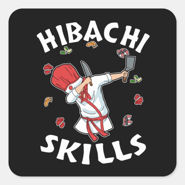 Sticker Carré Hibachi Lover Hibacal Chef Cadeau Hommes Hibachi (Devant)