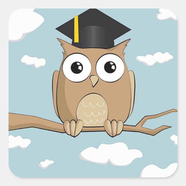 Sticker Carré Hibou diplômé (Devant)