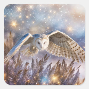 Sticker Carré Hibou du solstice d'hiver de vacances magique myst
