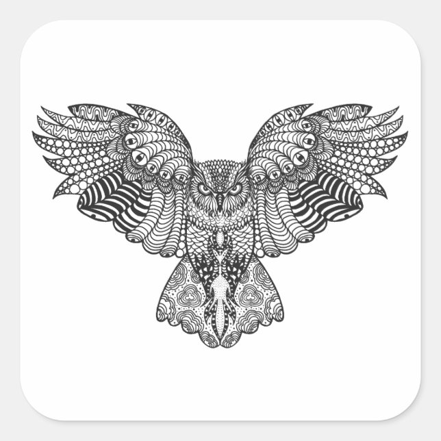 Sticker Carré Hiboul d'aigle inspiré (Devant)