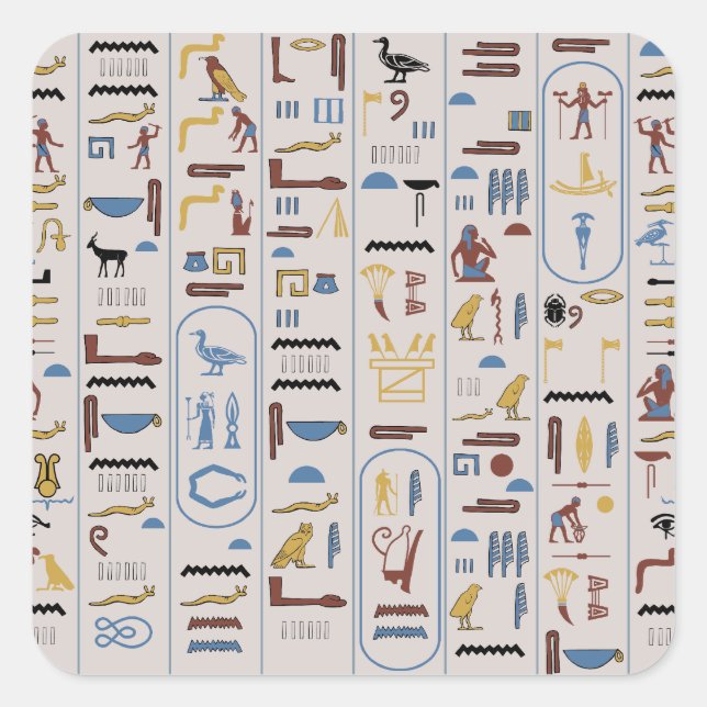 Sticker Carré Hiéroglyphes couleur cendres Pharaon (Devant)