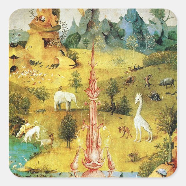 Sticker Carré Hieronymus Bosch peinture art (Devant)