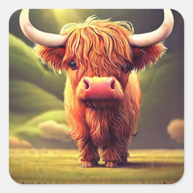 Sticker Carré Highland Cow (Devant)