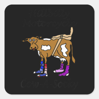 Sticker Carré Hillbilly Motorcycle Drôle Cadeau Vache Pour Vélos