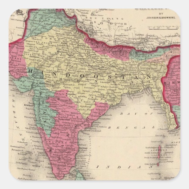 Sticker Carré Hindostan Ou Inde Britannique (Devant)