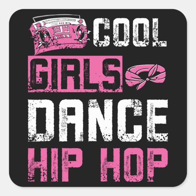 Sticker Carré Hip hop de danse pour filles (Devant)