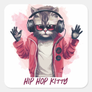 Sticker Carré Hip hop Kitty