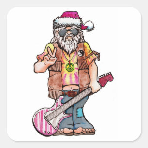 Sticker Carré Hippie Père Noël