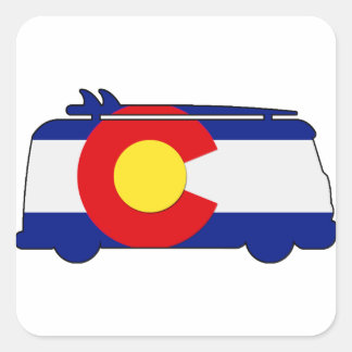 Sticker Carré Hippie Van - Colorado