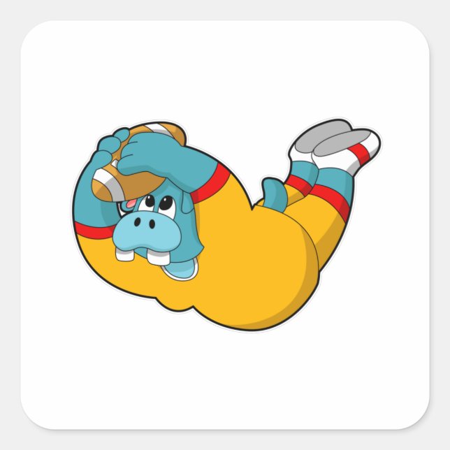Sticker Carré Hippo à Football Sports (Devant)