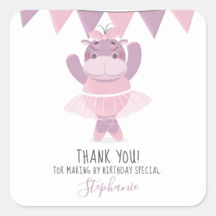 Sticker Carré Hippo Ballerina
