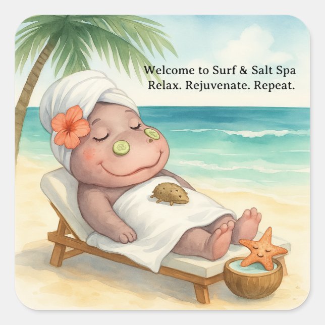 Sticker Carré Hippo Spa by the beach  (Devant)