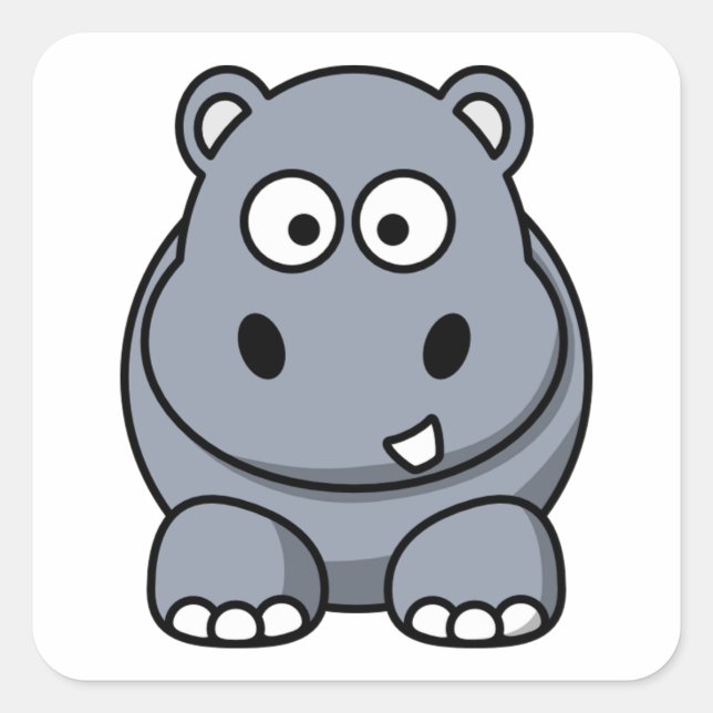 Sticker Carré Hippo sympa (Devant)