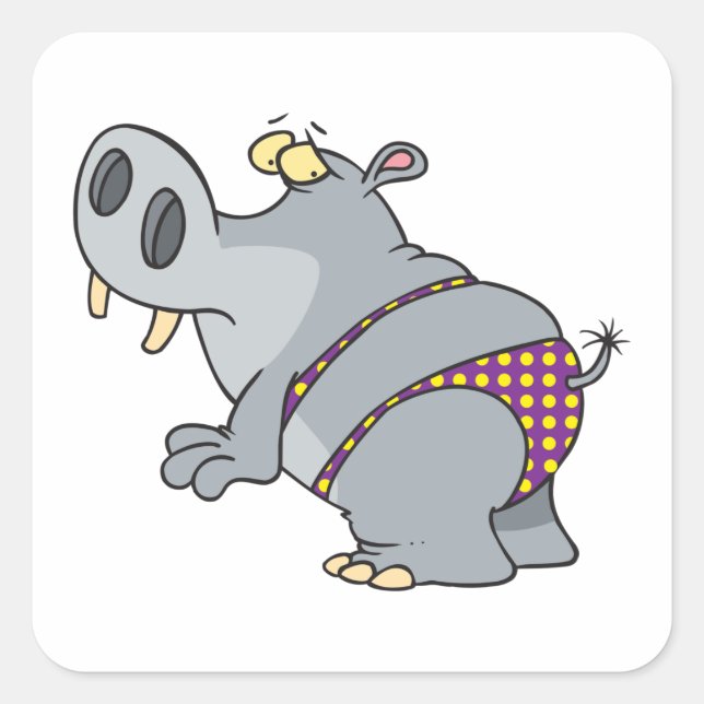 Sticker Carré Hippopotame En Bikini (Devant)