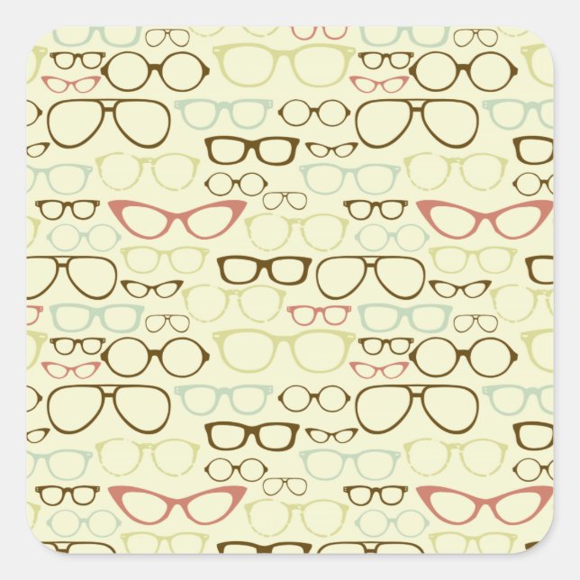 Sticker Carré Hipster rétro Eyeglass (Devant)