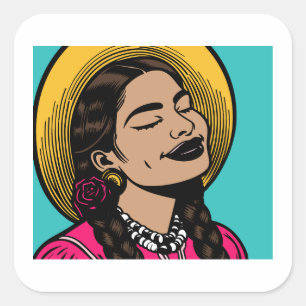 Sticker Carré Hispanique Latina Woman
