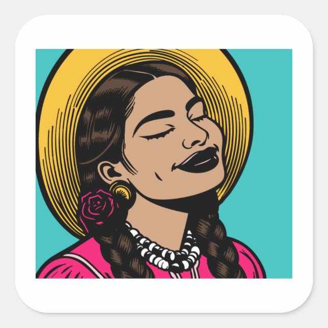 Sticker Carré Hispanique Latina Woman (Devant)